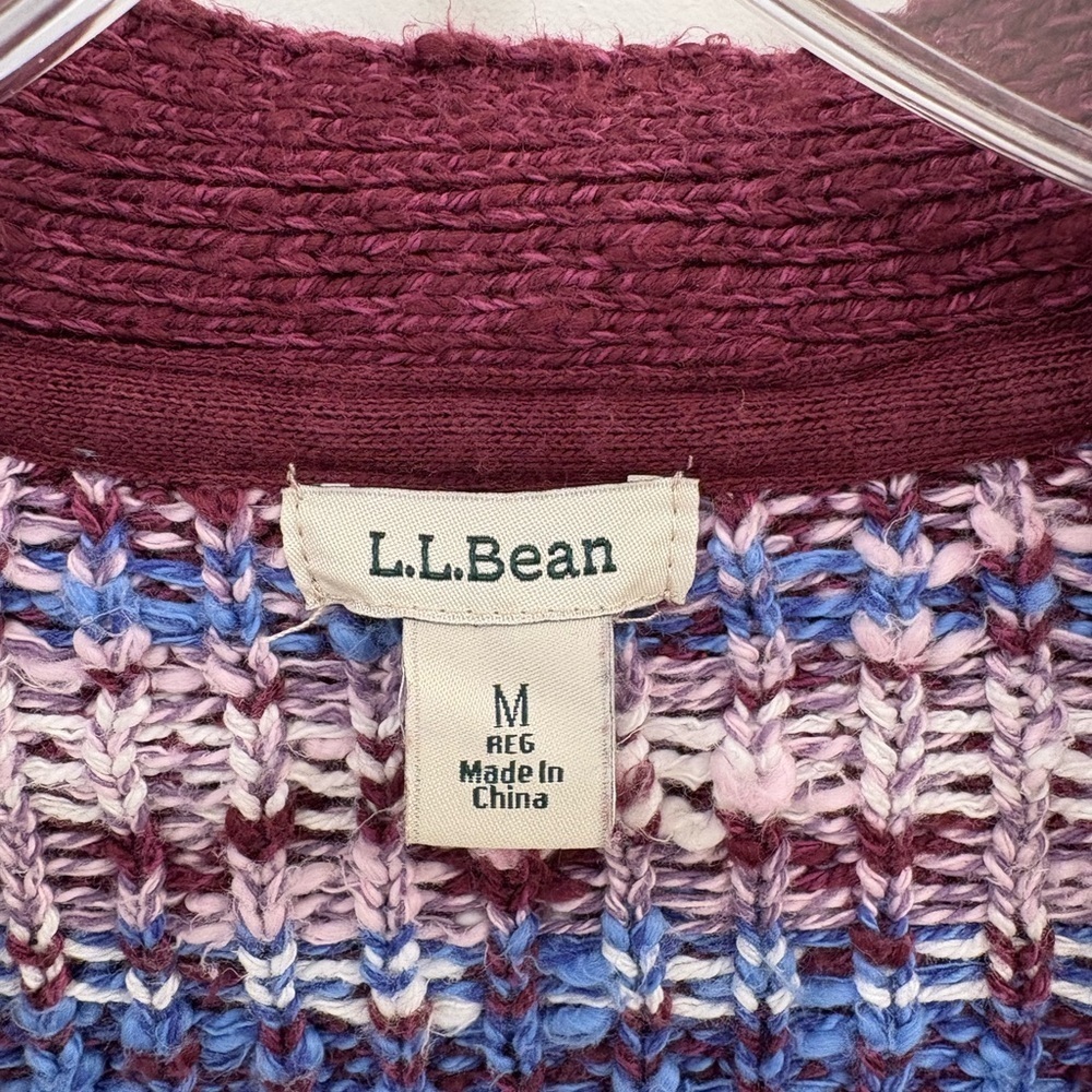 LL Bean Cotton Ragg Fair Isle Cardigan Sweater - Picture 2 of 15